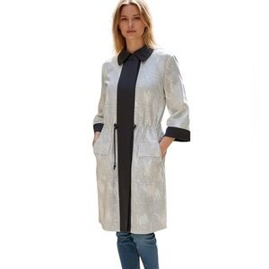 Simply Vera Vera Wang Gray Pea Coat Light Weight 3/4 Sleeve Draw String Size L